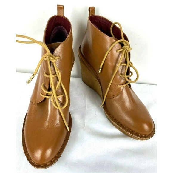 MARC BY MARC JACOBS Brown Tan Luxury Leather Wedge Women Boots Sz 40 (9.5 USA) - Picture 11 of 11